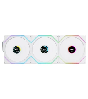 فن کیس لیان لی UNI FAN TL120 LCD Reverse Blade Wireless White بسته 3 عددی