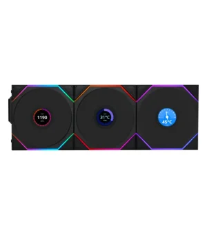 فن کیس لیان لی UNI FAN TL120 LCD Reverse Blade Wireless Black بسته 3 عددی